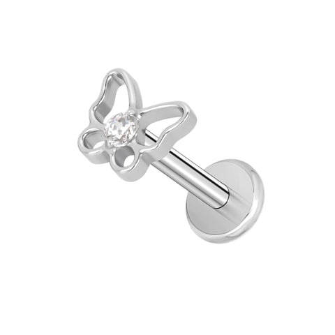 16G ASTM F136 Titanium Hollow Butterfly Cartilage Helix Labret Stud Earring 2001