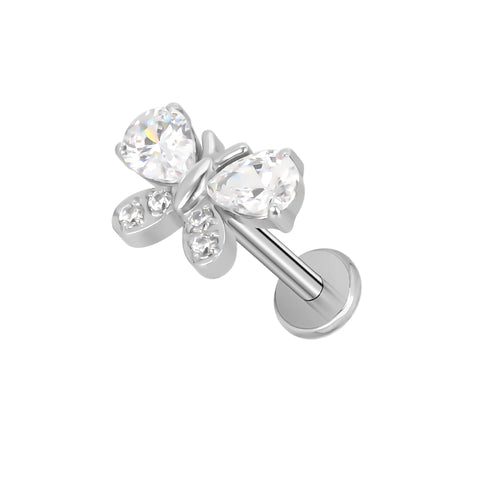16G ASTM F136 Titanium Waterdrop Butterfly Cartilage Helix Labret Stud Earring 2002