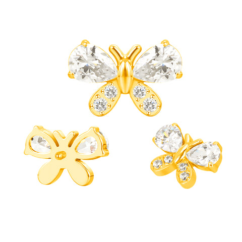 16G ASTM F136 Titanium Waterdrop Butterfly Cartilage Helix Labret Stud Earring 2002