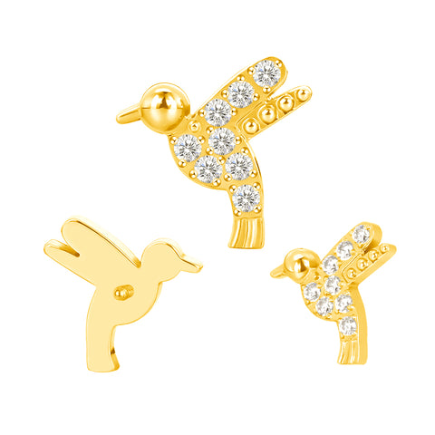 16G ASTM F136 Titanium Humming Bird Cartilage Helix Labret Stud Earring 2003