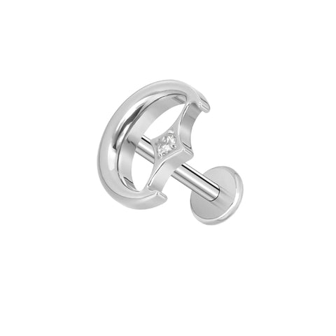 16G ASTM F136 Titanium Moon Cartilage Helix Labret Stud Earring 2004