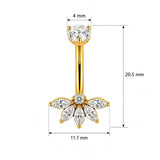 14G ASTM F136 Titanium 5 Marquise 1 CZ Belly Button Ring 0074