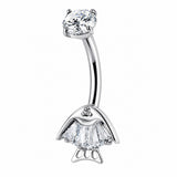 14G ASTM F136 Titanium Fish Belly Button Ring 0080