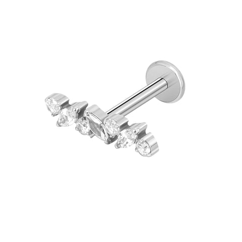 16G ASTM F136 Titanium Marquise Cartilage Helix Labret Stud Earring 2006