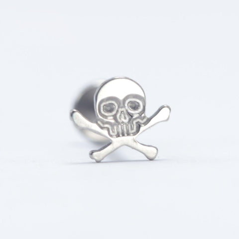 16G ASTM F136 Titanium Labret Stud Halloween Skull Pirate Pumpkin Bone Bat 0289