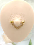 14G Threadless Nipple Barbell with Double Chain Piercing Jewelry
