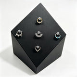 Rhombus Shape Leather Piercing Jewelry Display with Clip for Septum Nipple Piercing Jewelry
