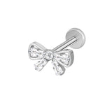 16G ASTM F136 Titanium Bowknot Cartilage Helix Labret Stud Earring 1989