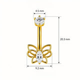 14G ASTM F136 Titanium Winding Line Butterfly Belly Button Ring 0025