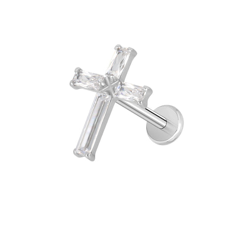 16G ASTM F136 Titanium Cross Cartilage Helix Labret Stud Earring 2026