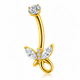 14G ASTM F136 Titanium Butterfly with Tail Belly Button Ring 0075
