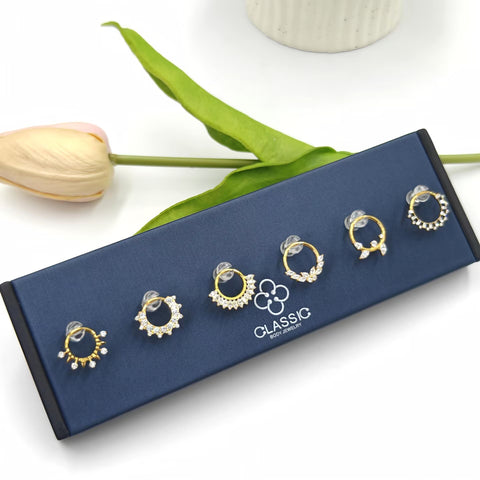 Septum Clicker Nipple Barbell Belly Ring Piercing Jewelry Display with 6 Clips