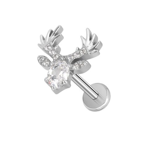 16G ASTM F136 Titanium Reindeer Cartilage Helix Labret Stud Earring 2024