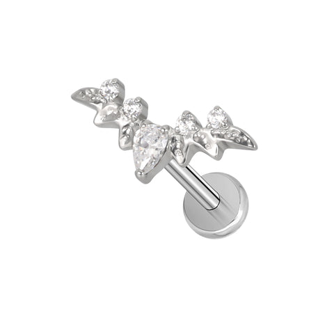 16G ASTM F136 Titanium Bat Wing Cartilage Helix Labret Stud Earring 2023