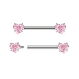 14G ASTM F136 Titanium Heart Shape Nipple Ring Barbell