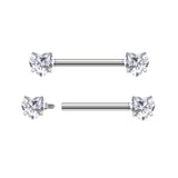 14G ASTM F136 Titanium Heart Shape Nipple Ring Barbell
