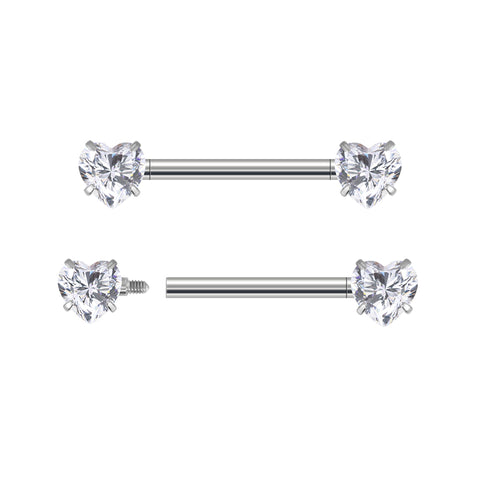 14G ASTM F136 Titanium Heart Shape Nipple Ring Barbell