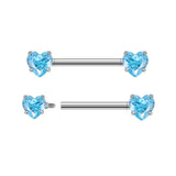 14G ASTM F136 Titanium Heart Shape Nipple Ring Barbell