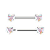 14G ASTM F136 Titanium Heart Shape Nipple Ring Barbell