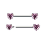 14G ASTM F136 Titanium Heart Shape Nipple Ring Barbell