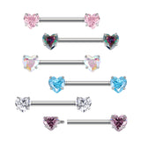 14G ASTM F136 Titanium Heart Shape Nipple Ring Barbell
