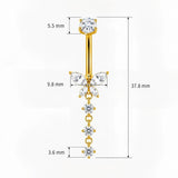 14G ASTM F136 Titanium Long Pendant Dangling Butterfly Belly Button Ring 0078
