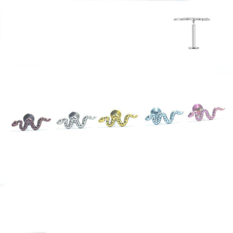 Anodized 16G ASTM F136 Titanium Iron Snake Labret 0228