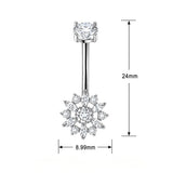 14G ASTM F136 Titanium Flower 6 Marquise With 6 Round CZ Belly Button Ring 0079