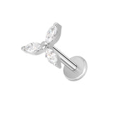16G ASTM F136 Titanium Marquise Tree Clover Cartilage Helix Labret Stud Earring 1967
