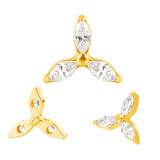 16G ASTM F136 Titanium Marquise Tree Clover Cartilage Helix Labret Stud Earring 1967