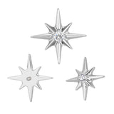 16G ASTM F136 Titanium Pole Star Cartilage Helix Labret Stud Earring 1991