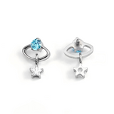 16G ASTM F136 Titanium Star Planet Pendent Dangle Earring Stud