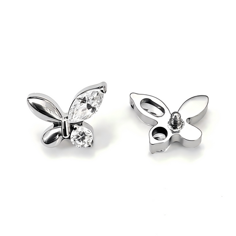 16G ASTM F136 Titanium Metal Marquise CZ Butterfly Labret Stud Earring