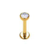 16G Labret Stud Threadless Internal Threaded Bezel Setting CZ