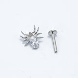 16G ASTM F136 Titanium Labret Stud Spider Cubic Zirconia