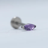 16G ASTM F136 Titanium Nature Stone Onyx Labret Stud Horse Eye