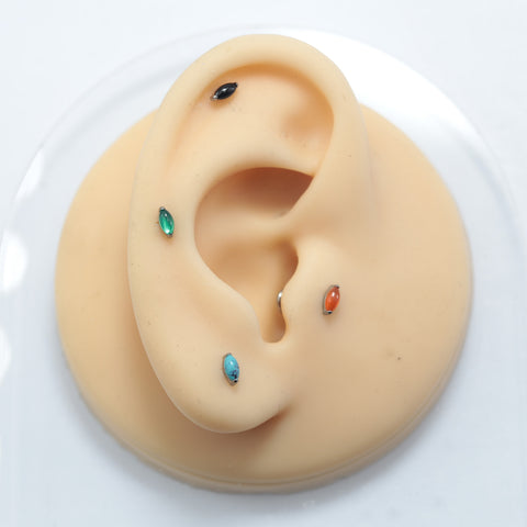 16G ASTM F136 Titanium Nature Stone Onyx Labret Stud Horse Eye