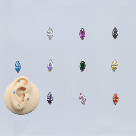 16G ASTM F136 Titanium Horse Eye Labret Stud Internal Threaded