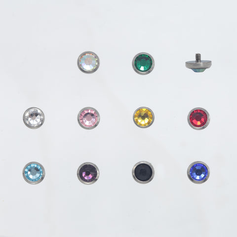 16G ASTM F136 Titanium Labret Stud Dermal Piercing Bezel Cubic Zirconia 3mm 4mm 5mm