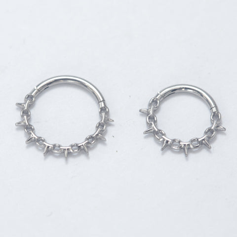 16G ASTM F136 Titanium Spike Septum Clicker Hinged Ring