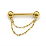 14G Threadless Nipple Barbell with Double Chain Piercing Jewelry