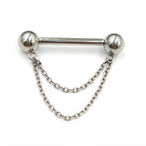 14G Threadless Nipple Barbell with Double Chain Piercing Jewelry
