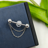 14G Threadless Nipple Barbell with Double Chain Piercing Jewelry