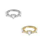 16G ASTM F136 Titanium Hinged Segment Ring Clicker with 3 Heart CZ