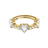16G ASTM F136 Titanium Hinged Segment Ring Clicker with 3 Heart CZ