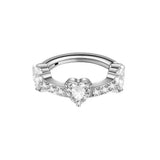 16G ASTM F136 Titanium Hinged Segment Ring Clicker with 3 Heart CZ