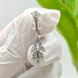 14G ASTM F136 Titanium Belly Button Ring Pendant Dangle with Marqusie CZ
