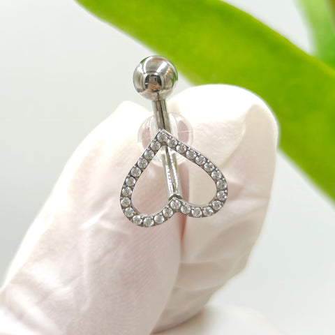 14G ASTM F136 Titanium Vertical Heart Belly Button Ring