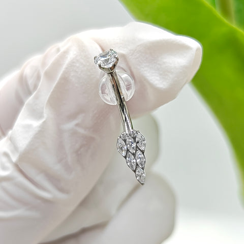 14G ASTM F136 Titanium Diamond Belly Button Ring with Marqusie CZ