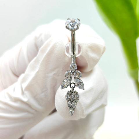 14G ASTM F136 Titanium Belly Button Ring Pendant Dangle with Marqusie CZ